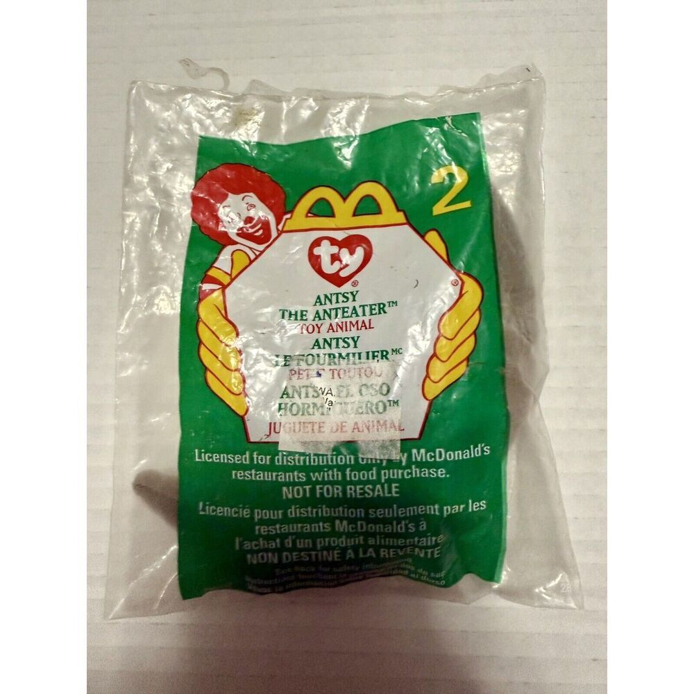 Ty Mini Beanie Baby Antsy The Anteater No. 2 McDonalds 1999 Factory Sealed